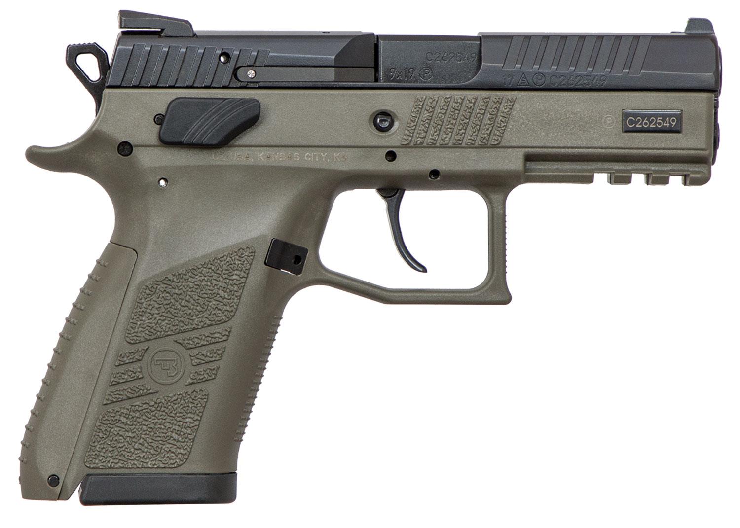 CZ P-07  Pistol 91077, 9mm Luger, 3.75", OD Green Polymer Grip/Frame, OD Green Finish, 15 Rds