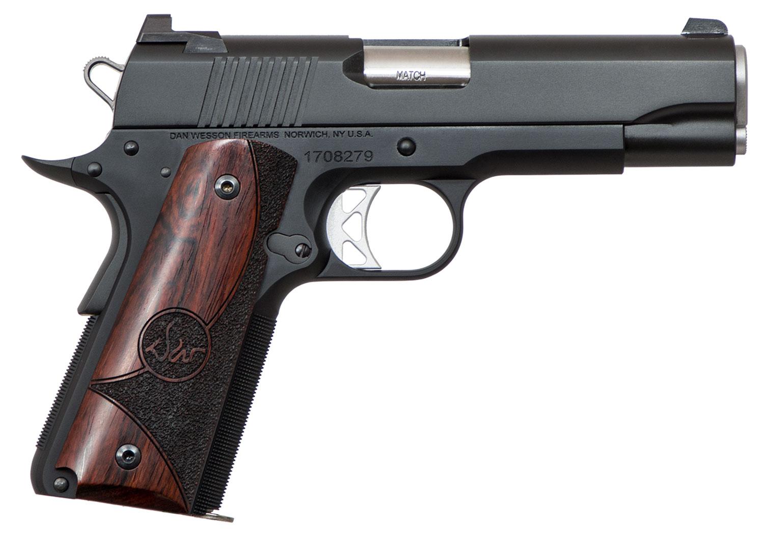Dan Wesson Vigil Commander Pistol 01834, 45 Automatic Colt Pistol ACP, 4.25", Wood Grips, Black Finish, 8 Rds