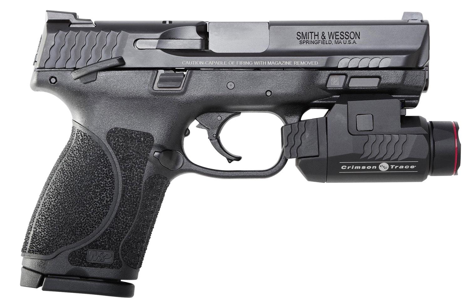 Smith and Wesson M&P 9C M2.0 Pistol 12412, 9mm Luger, 4", Black Grips, Black Finish, Crimson Trace Flashlight, 15 Rds