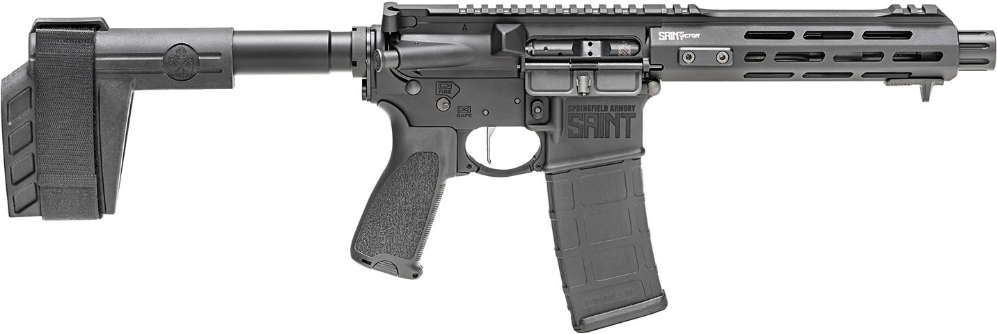 Springfield Saint Victor Semi-Auto Pistol STV975556B, 223 Remington/5.56 NATO, 7.5", SB Tactical Brace, Black Finish, 30 Rds