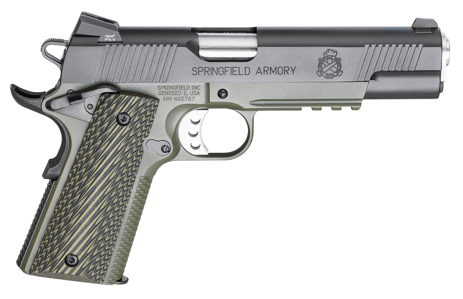 Springfield Loaded Operator Pistol PX9110ML18, 45 ACP, 5", Black/Green G10 Grips, Green/Black Armory Kote Finish, 7 Rds