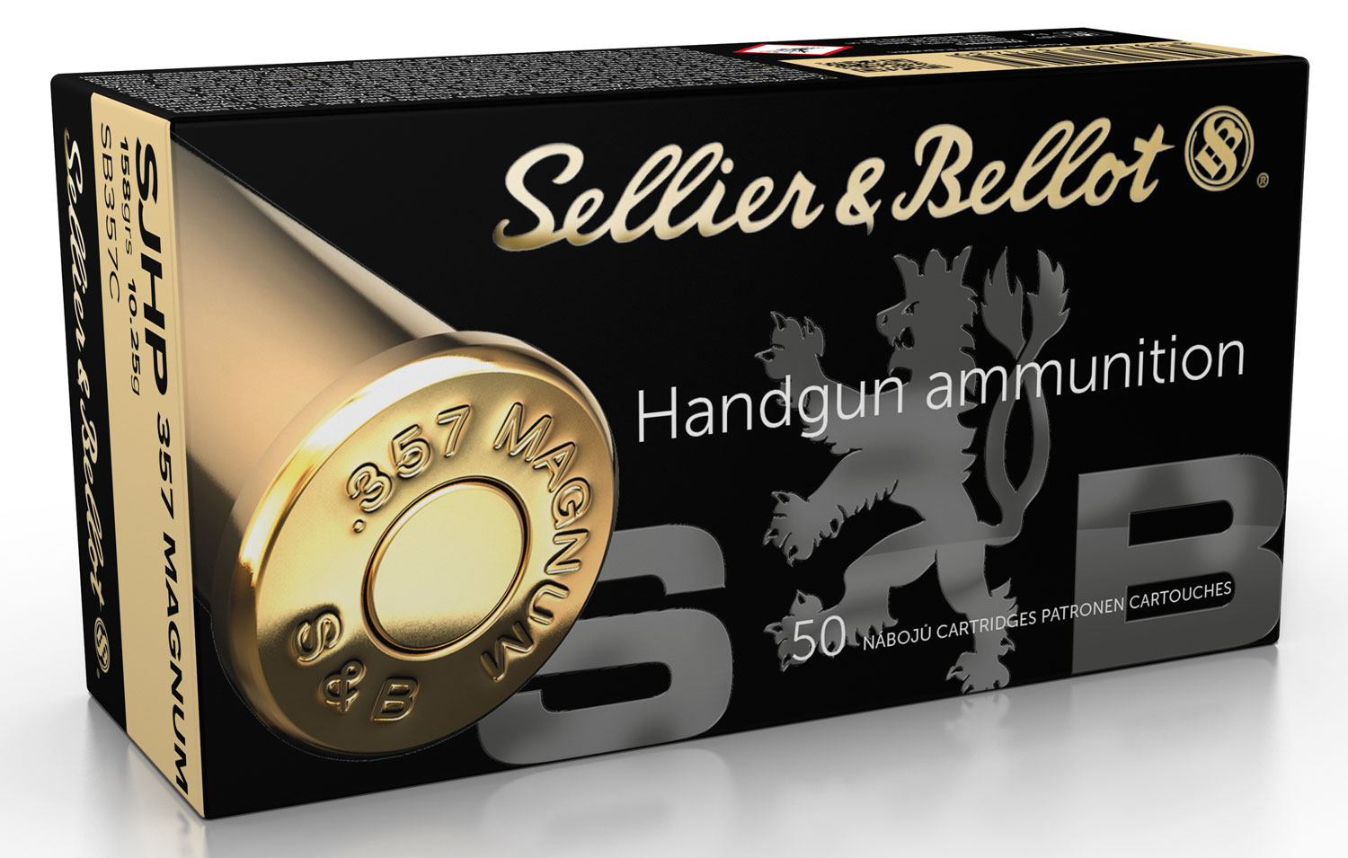 Sellier & Bellot Handgun Ammunition SB357C, 357 Mag, Semi-Jacketed Hollow Point, 158 gr, 405 fps, 50 Rd/Bx