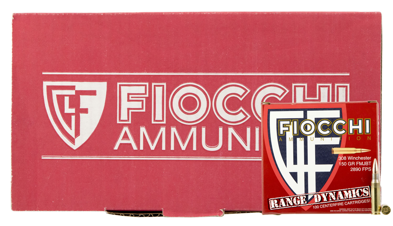 Fiocchi Range Dynamics Rifle Ammunition 308ARD, 308 Win, Full Metal Jacket Boat Tail, 150 gr, 2890 fps, 100 Rd/Bx
