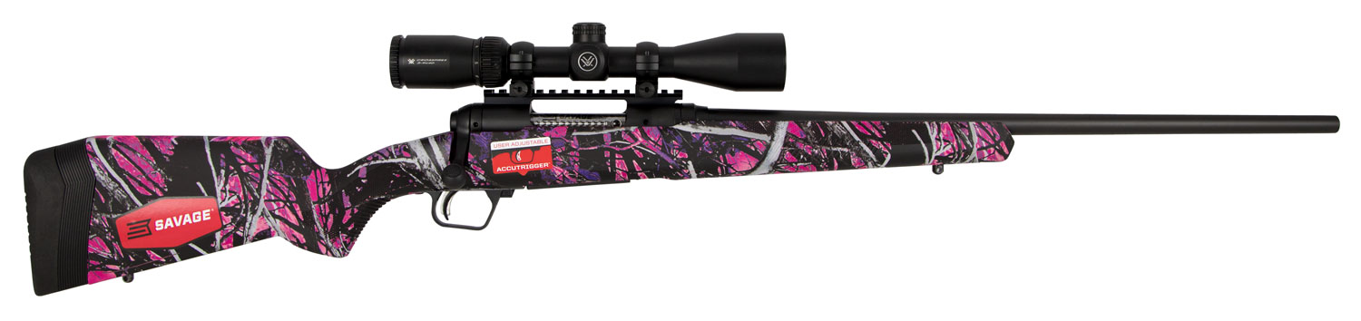 Savage 110 Apex Hunter XP Bolt Action Rifle 57336, 243 Win, 22", 3-9x40mm Scope, Muddy Girl Stock, Black Finish, 4 Rds