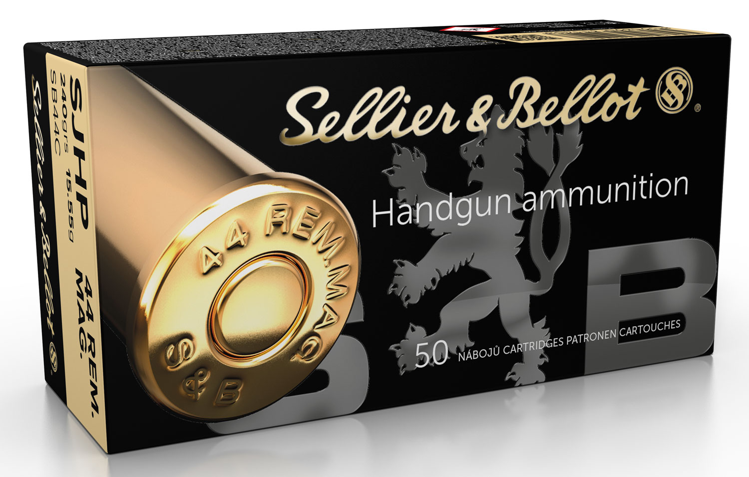 Sellier & Bellot Handgun Ammunition SB44C, 44 Rem Mag, Semi-Jacketed Hollow Point, 240 gr, 50 Rd/Bx