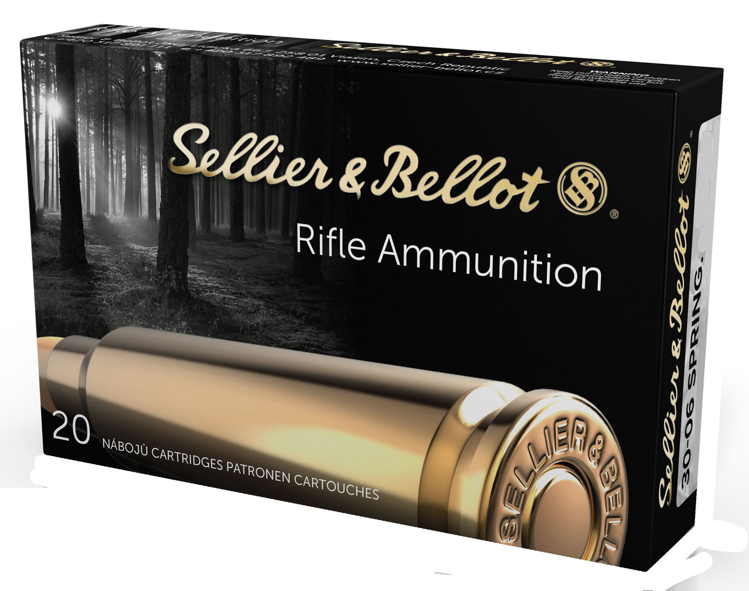 Sellier & Bellot Rifle Ammunition SB3006F, 30-06 Springfield, Metal Case (FMJ), 147 gr, 2920 fps, 20 Rd/Bx