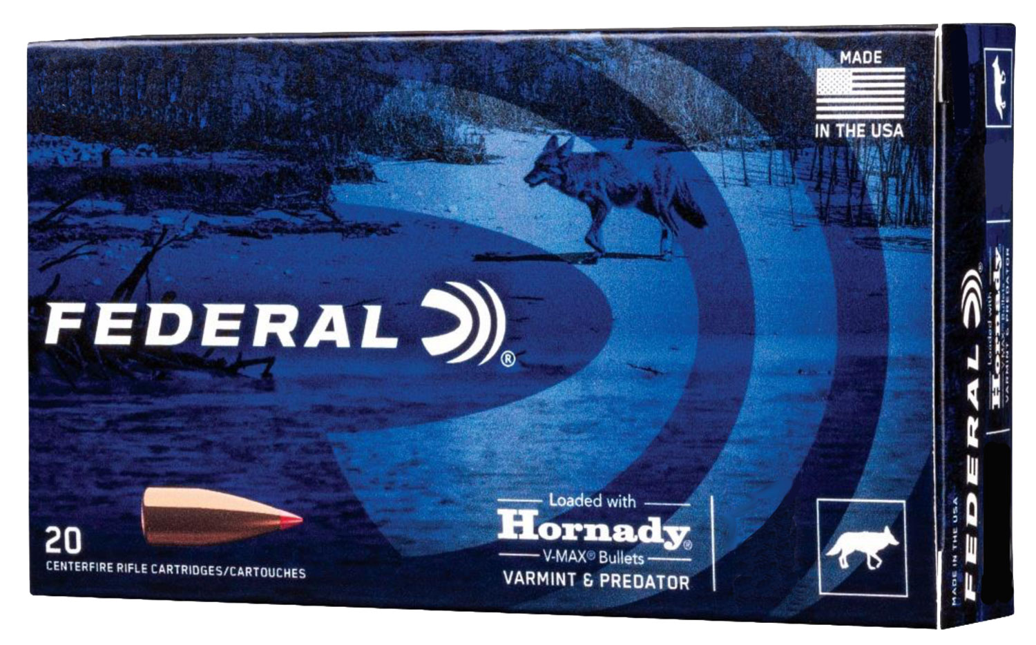 Federal Varmint & Predator Rifle Ammunition V224VLKVM60, 224 Valkyrie, Hornady V-Max (VMX), 60 gr, 3300 fps, 20 Rd/Bx