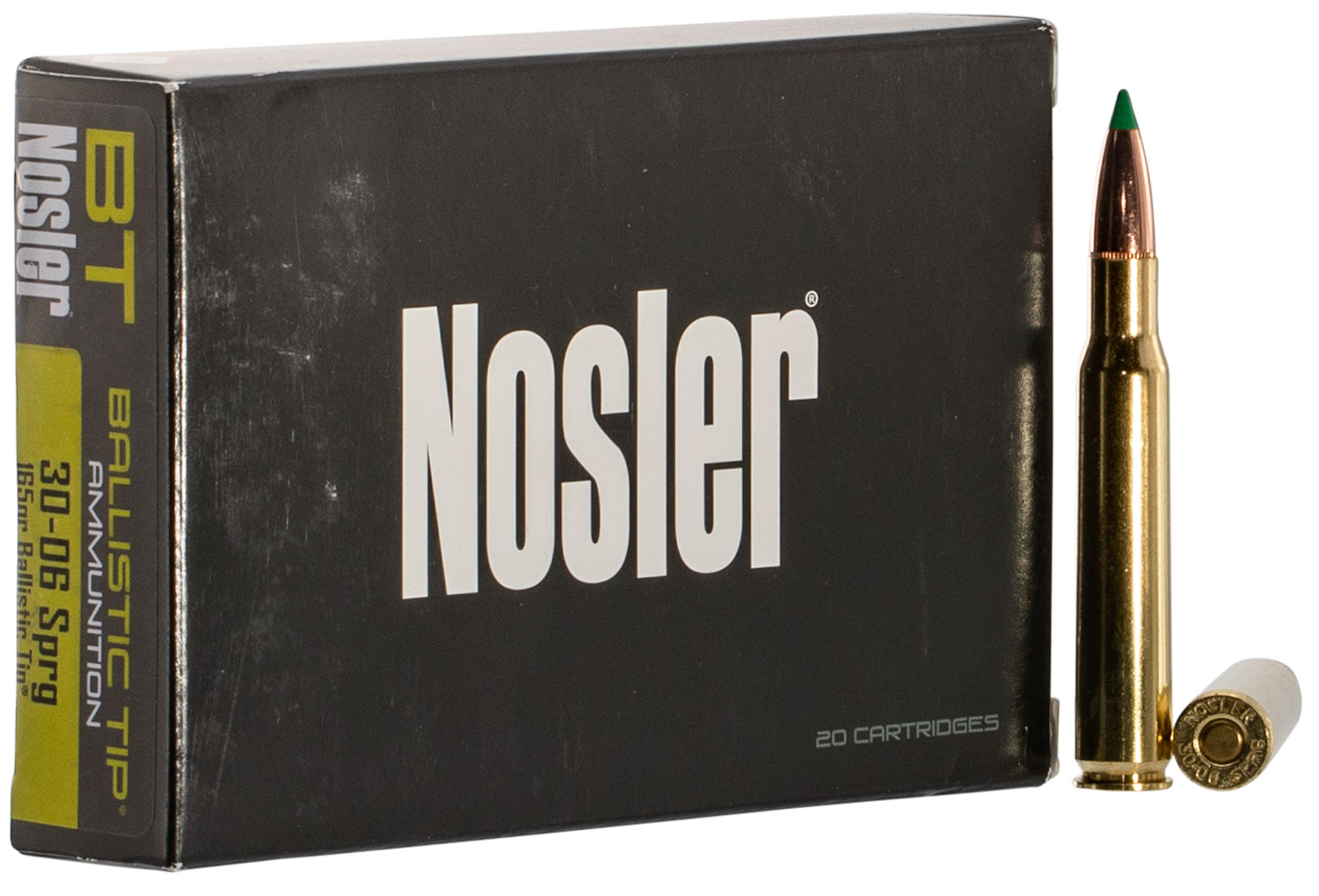 Nosler Rifle Ammunition 40043, 30-06 Springfield, Ballistic Tip, 165 gr, 2800 fps, 20 Rd/Bx