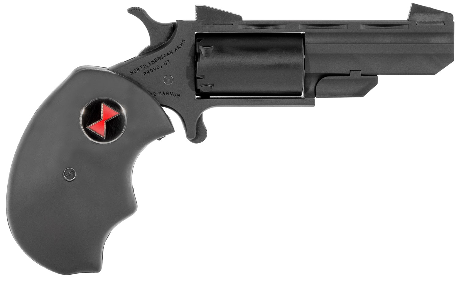North American Black Widow Rimfire Revolver BWMPVD, 22 Mag, 2", Black Oversized Rubber Grip, Black PVD Finish, 5 Rd