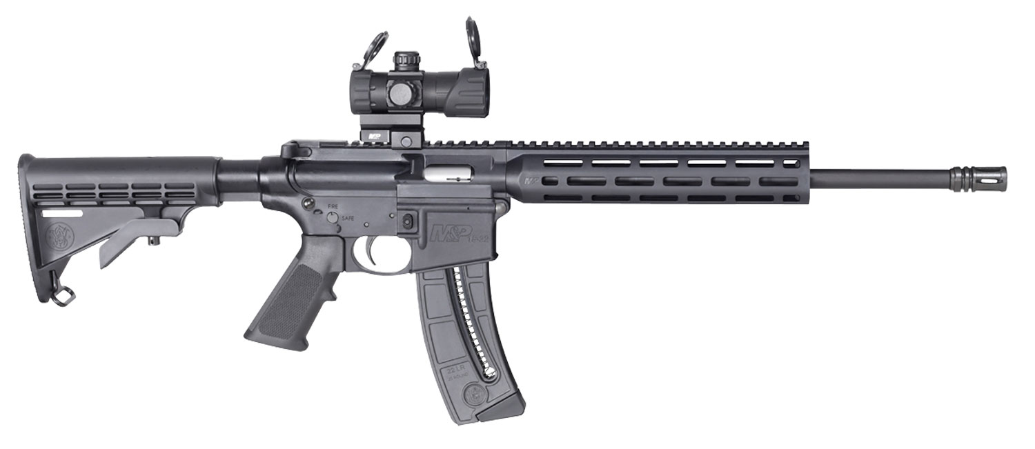 Smith & Wesson M&P15-22 Sport Rifle 12722, 22 LR, 16.5", 6 Pos. Black Stock, Matte Black Finish w/ Red & Green Dot Optic, 25 Rd