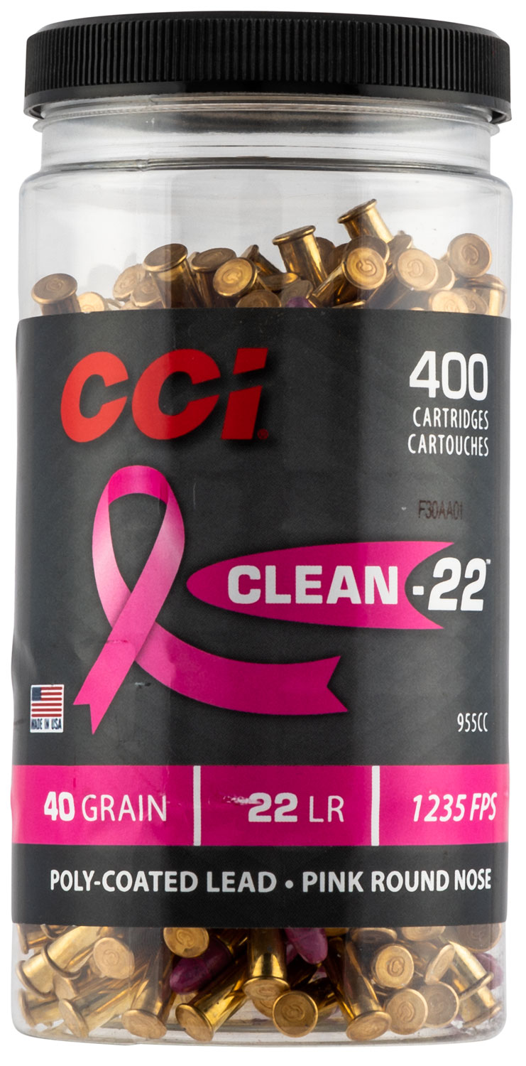 CCI Rimfire Ammunition 955CC, 22 LR, Lead Round Nose, 40 gr, 1235 fps, 400 Rds/Bx
