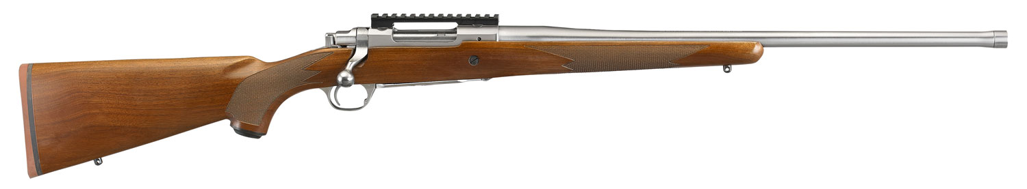 Ruger Hawkeye Hunter Bolt Action Rifle 57124, 7mm Rem Mag, 24", Walnut Stock, Satin Stainless Finish, 3 Rds