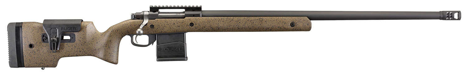 Ruger Hawkeye Long Range Target Bolt Action Rifle 57123, 308 Win, 26", Black Speckled Brown Stock, Matte Black Finish,10 Rds