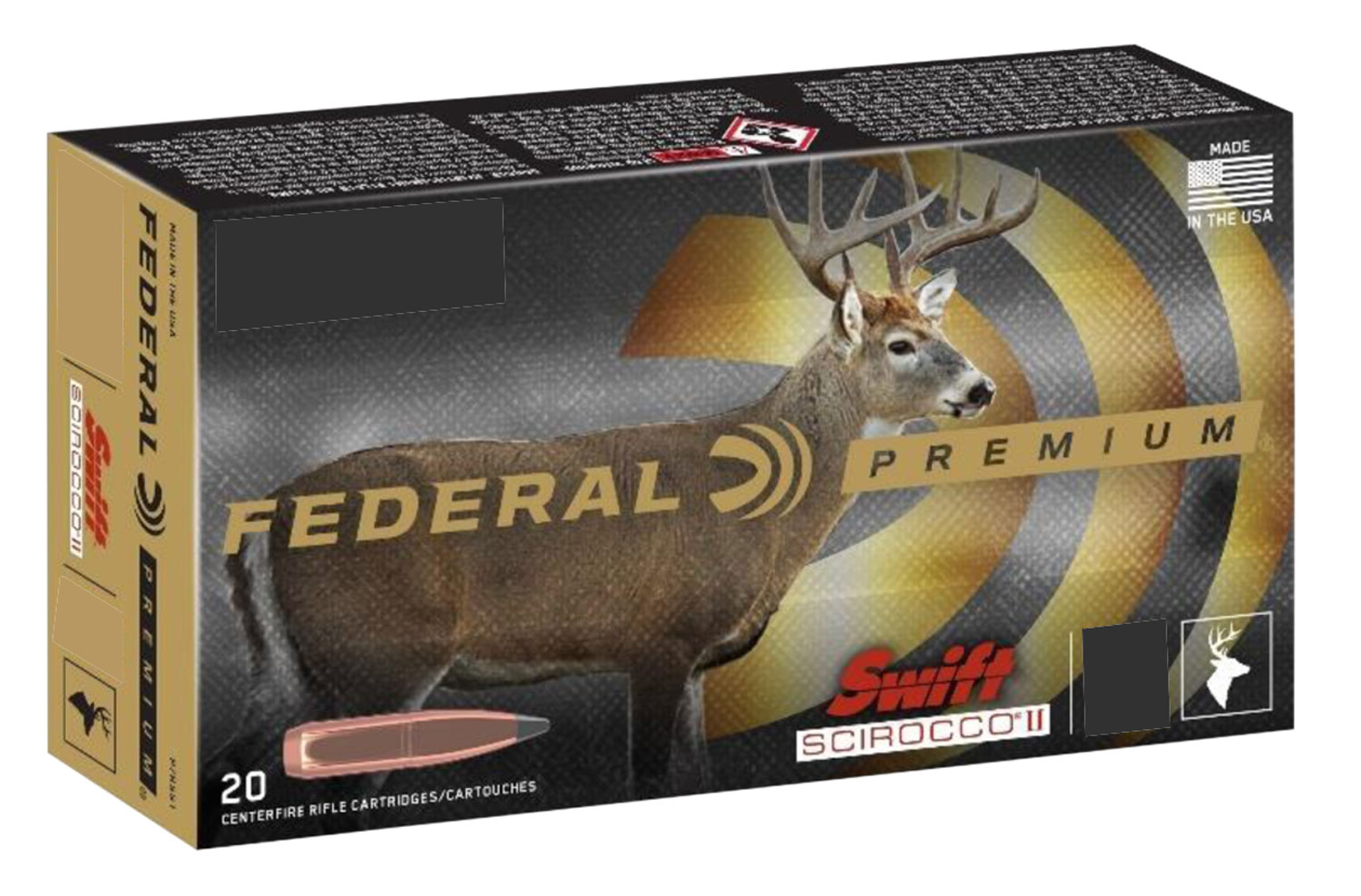 Federal Premium Rifle Ammunition P308SS1, 308 Win, Swift Scirocco II, 165 gr, 2700 fps, 20 Rd/Bx