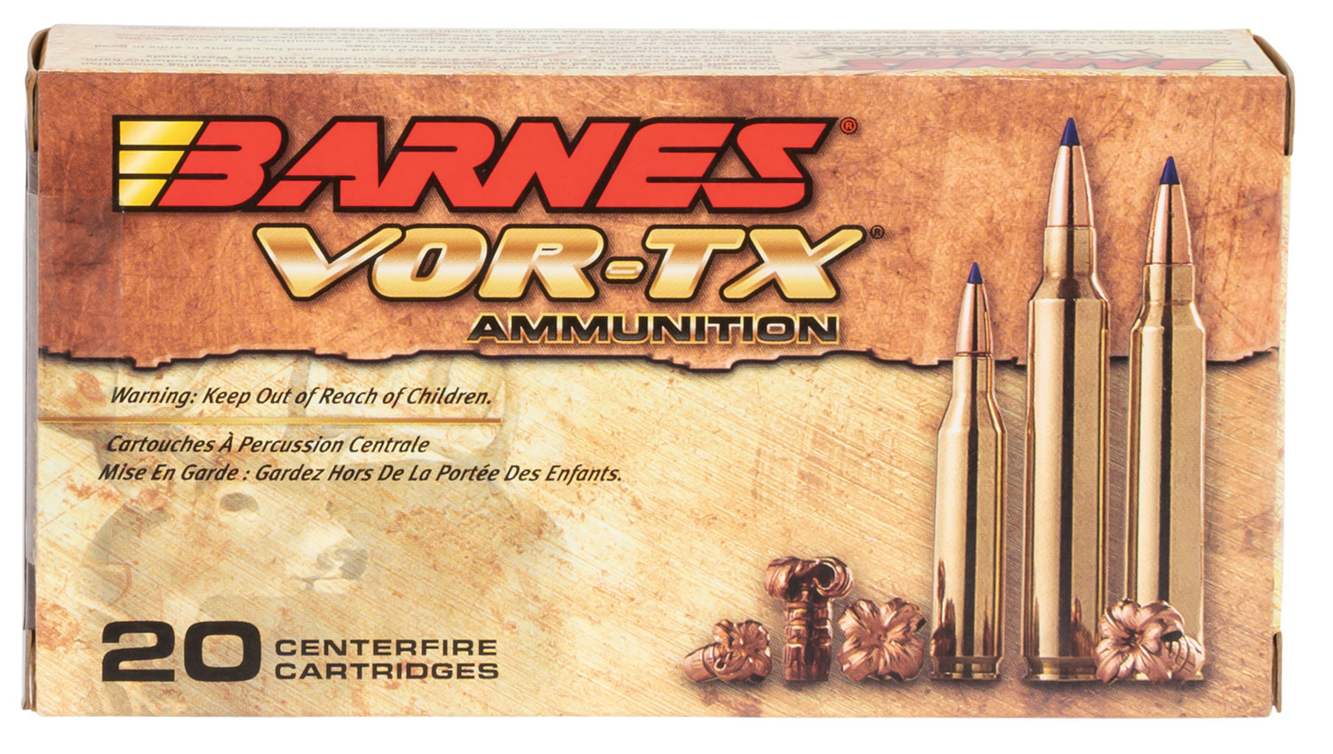 Barnes Bullets VOR-TX Rifle Ammunition 30815, 6.5 Creedmoor, Tipped TSX Boat Tail, 120 gr, 2910 fps, 20 Rd/Bx