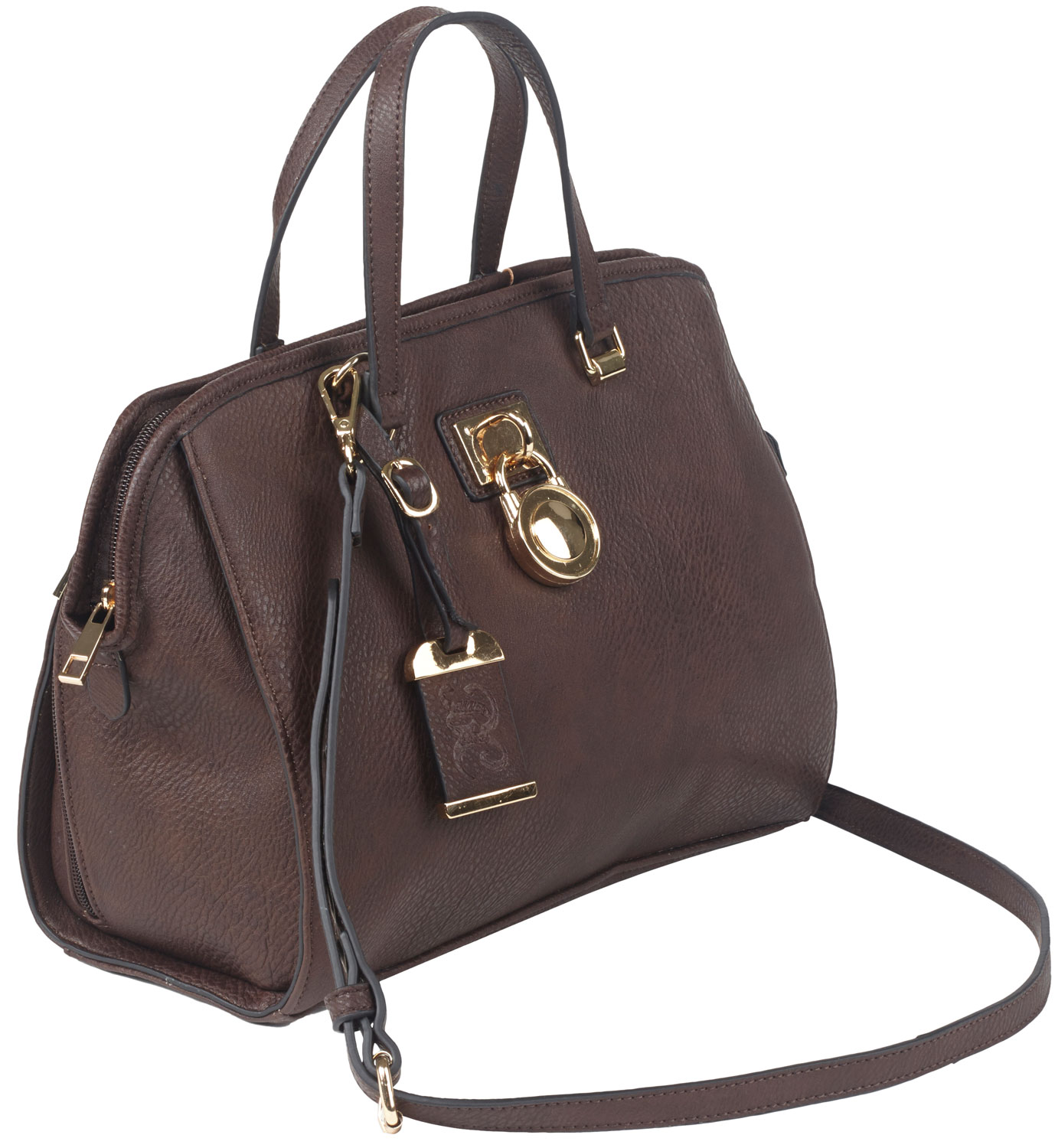 Bulldog Chocolate Brown Satchel Style Leather Purse w/Holster BDP028, Fits Small Pistols & Revolvers, Ambidextrous Hand