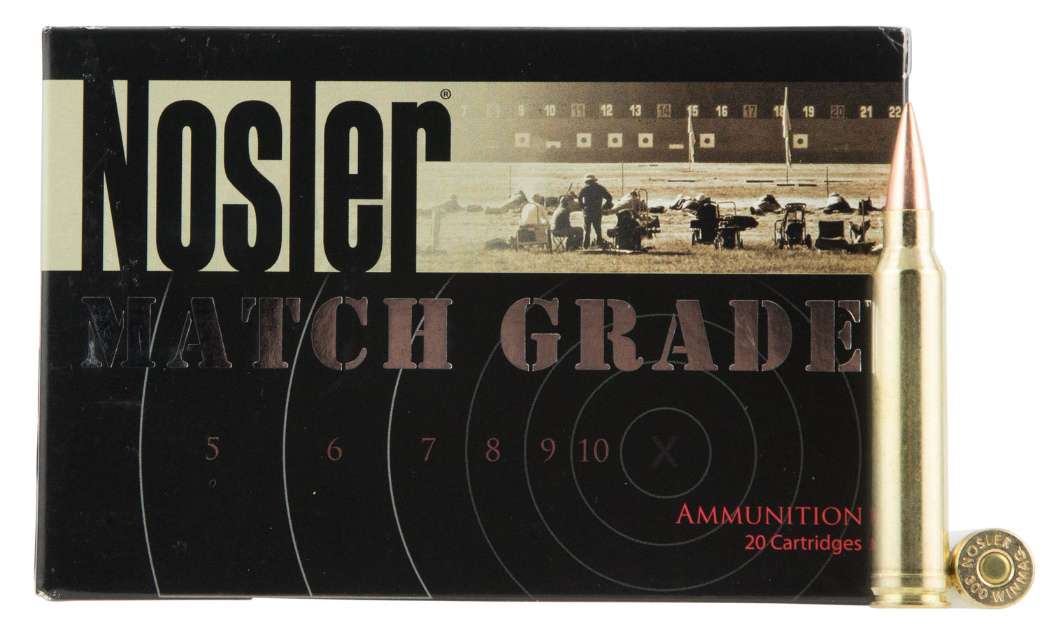 Nosler Match Grade Rifle Ammunition 60158, 300 Win Mag, Hollow Point Boat Tail, 210 gr, 2750 fps, 20 Rd/Bx