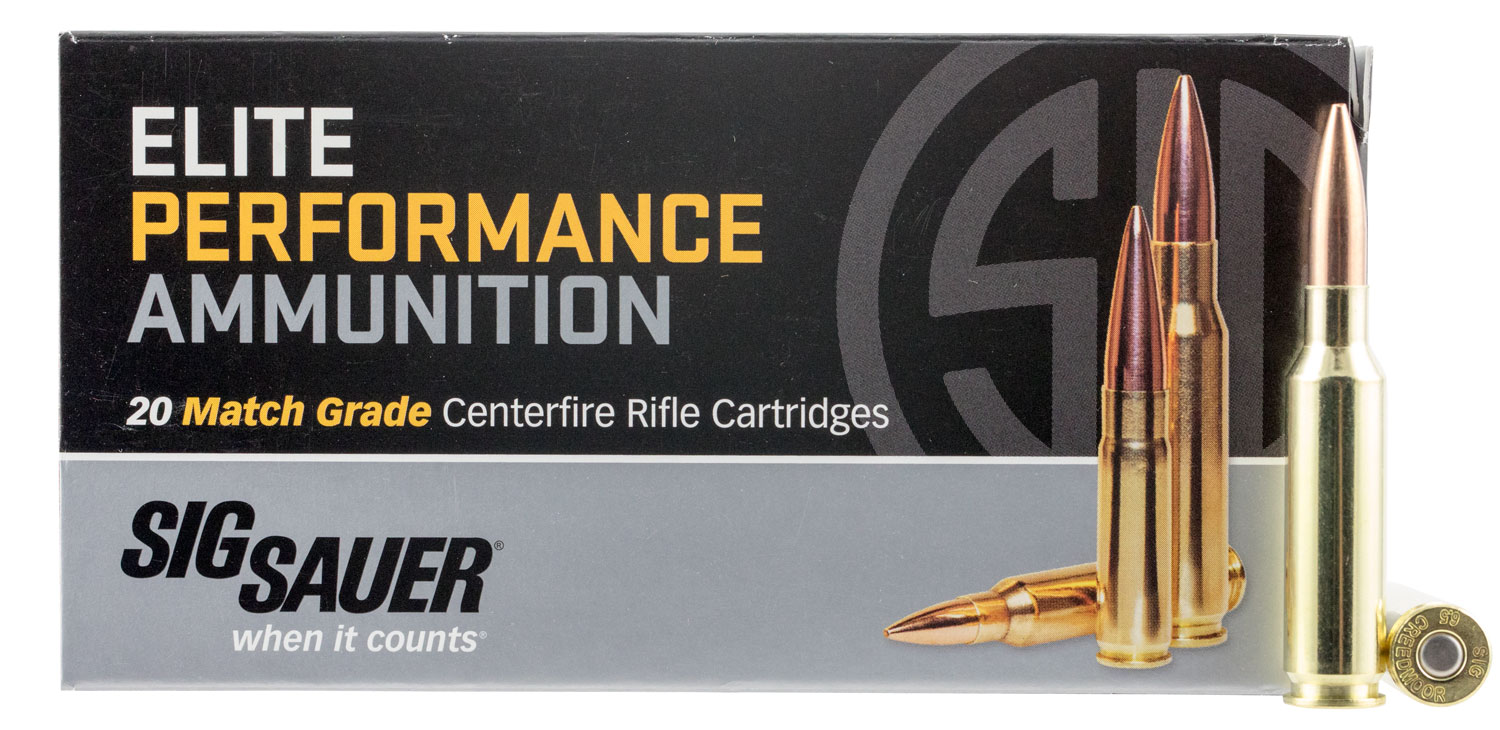 Sig Sauer Elite Match Grade Rifle Ammunition E65CM120, 6.5 Creedmoor, Open Tip Match, 140 GR, 2690 fps, 20 Rd/Bx