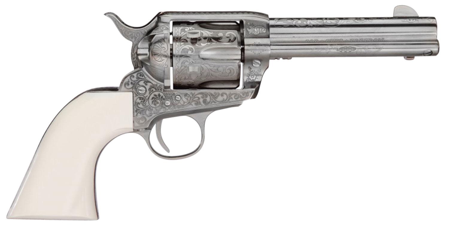 Taylors 1873 Cattleman Outlaw Legacy Revolver 200057, 45 Colt (LC), 4.75", Nickel Engraved, 6rd