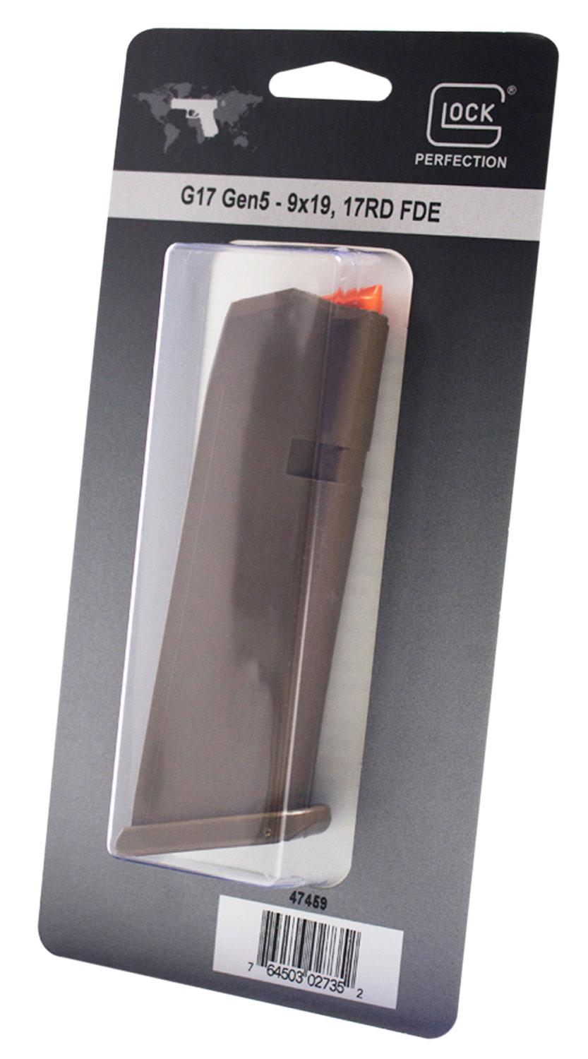 Glock G17 Magazine, 9mm Luger, 17 Rounds, Flat Dark Earth, Detachable (47459)
