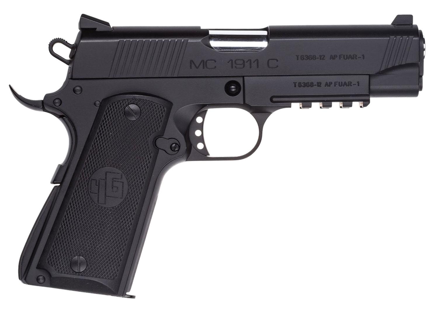 Girsan MC1911 C SAO Pistol 390070, 45 ACP, 4.40", Checkered Polymer Grips, Black Finish, 8 Rds