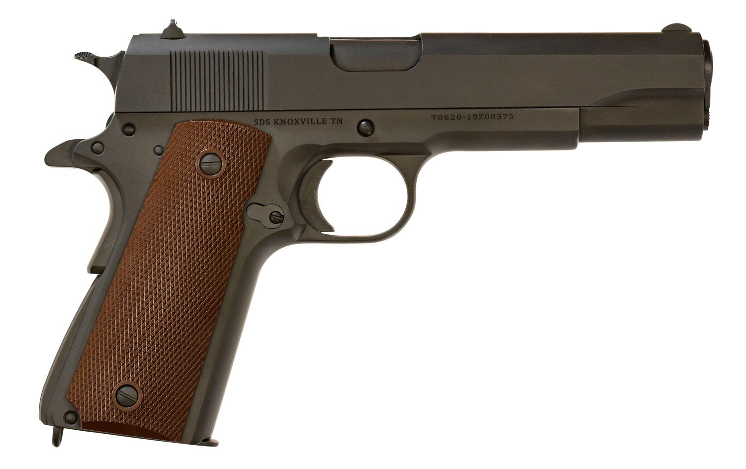 Tisas 1911 A1 US Army SAO Pistol 1911A1A45, 45 ACP, 5", Brown Grips, Black Parkerized Finish, 7 Rds