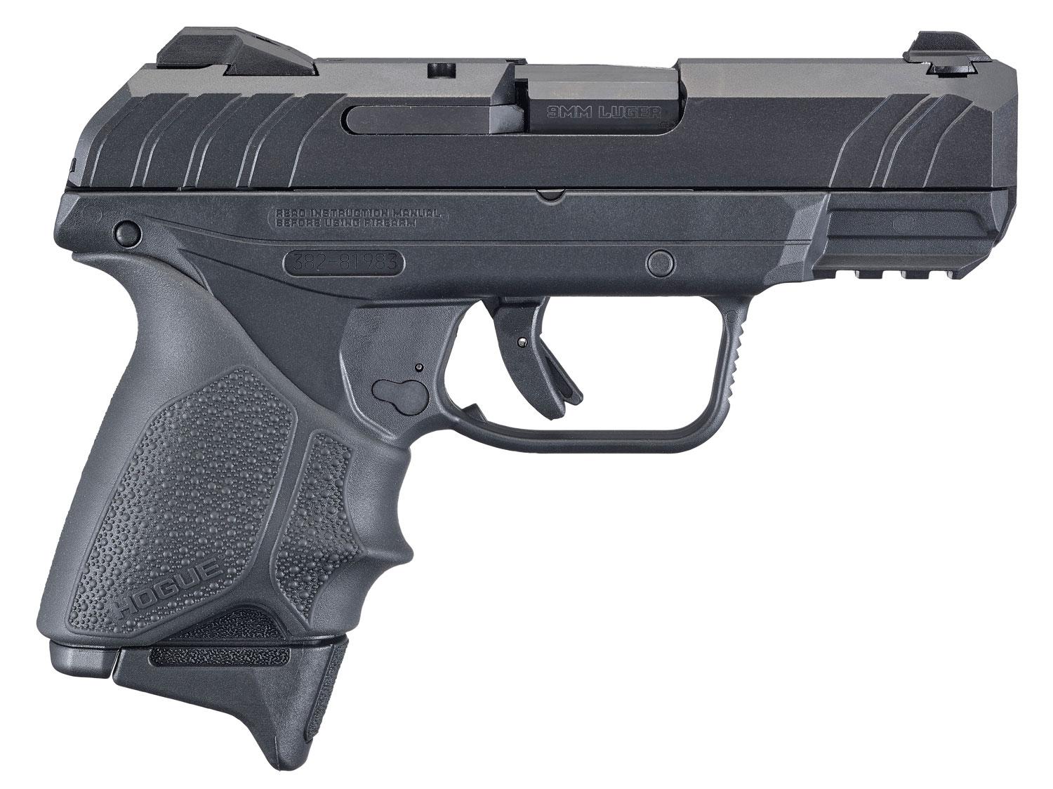 Ruger Security-9 Compact DAO Pistol 3829, 9mm Luger, 3.42", Hogue Beavertail Grip Sleeve, 10 Rds
