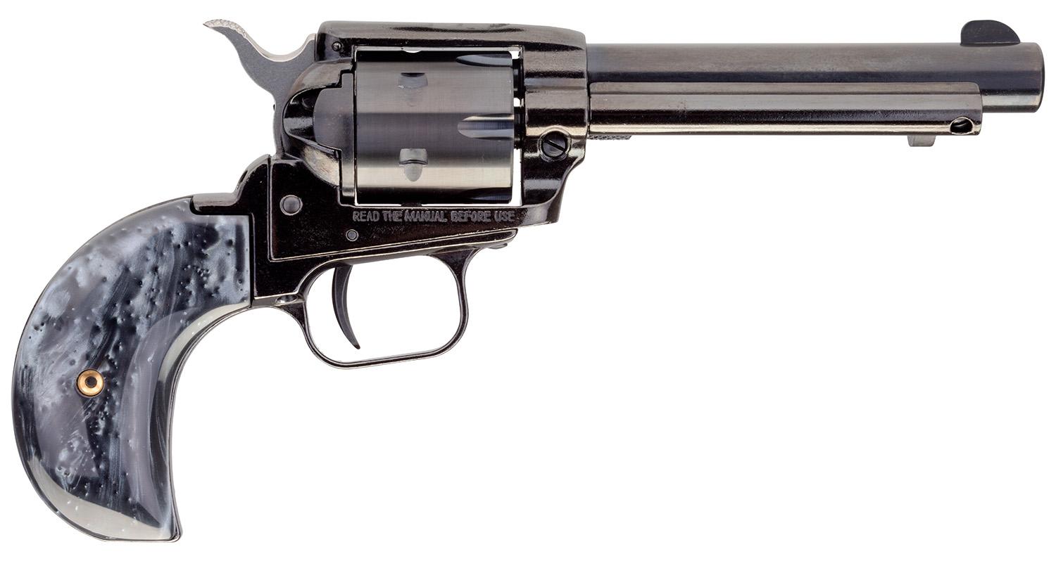 Heritage Rough Rider SAO Revolver RR22MB4BHBPRL, 22 LR, 4.75", Black Pearl Grips, Black Finish, 6 Rds