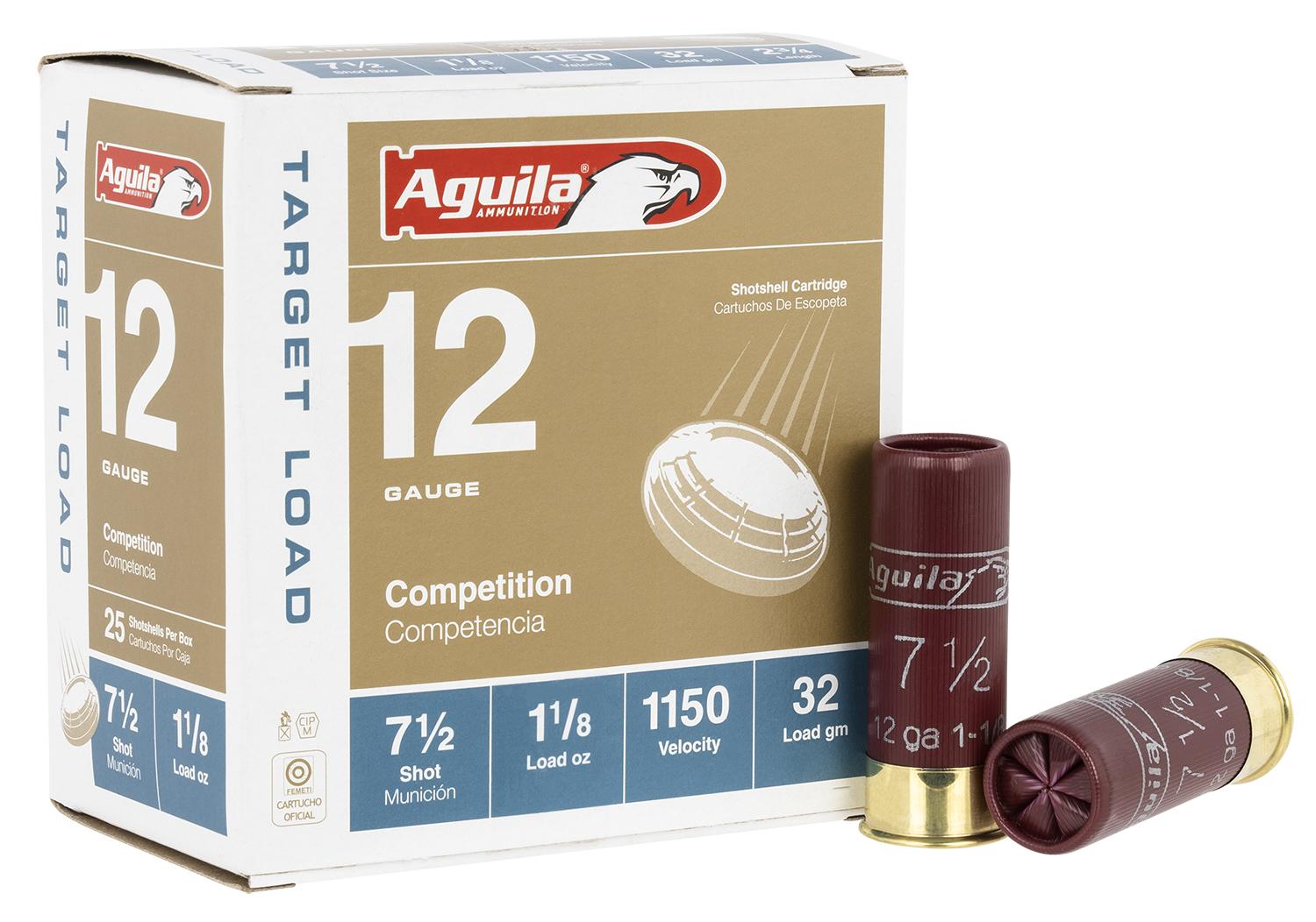 Aguila Competition Target Shotshells 1CHB1282, 12 Gauge, 2-3/4", 1 1/8 oz, 1150 fps, #7.5 Lead Shot, 25 Rds/bx