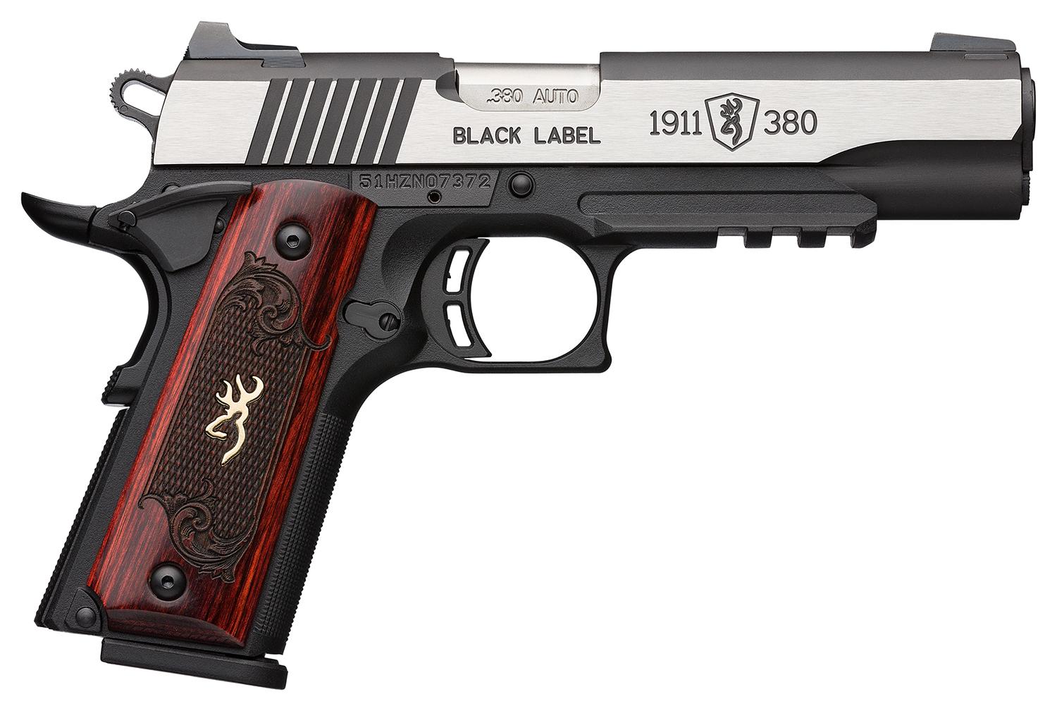 Browning 1911-380 Black Label Medallion Pro 051971492, 380 ACP, 4.25", Rosewood Grips, Matte Black Finish, 8 Rds