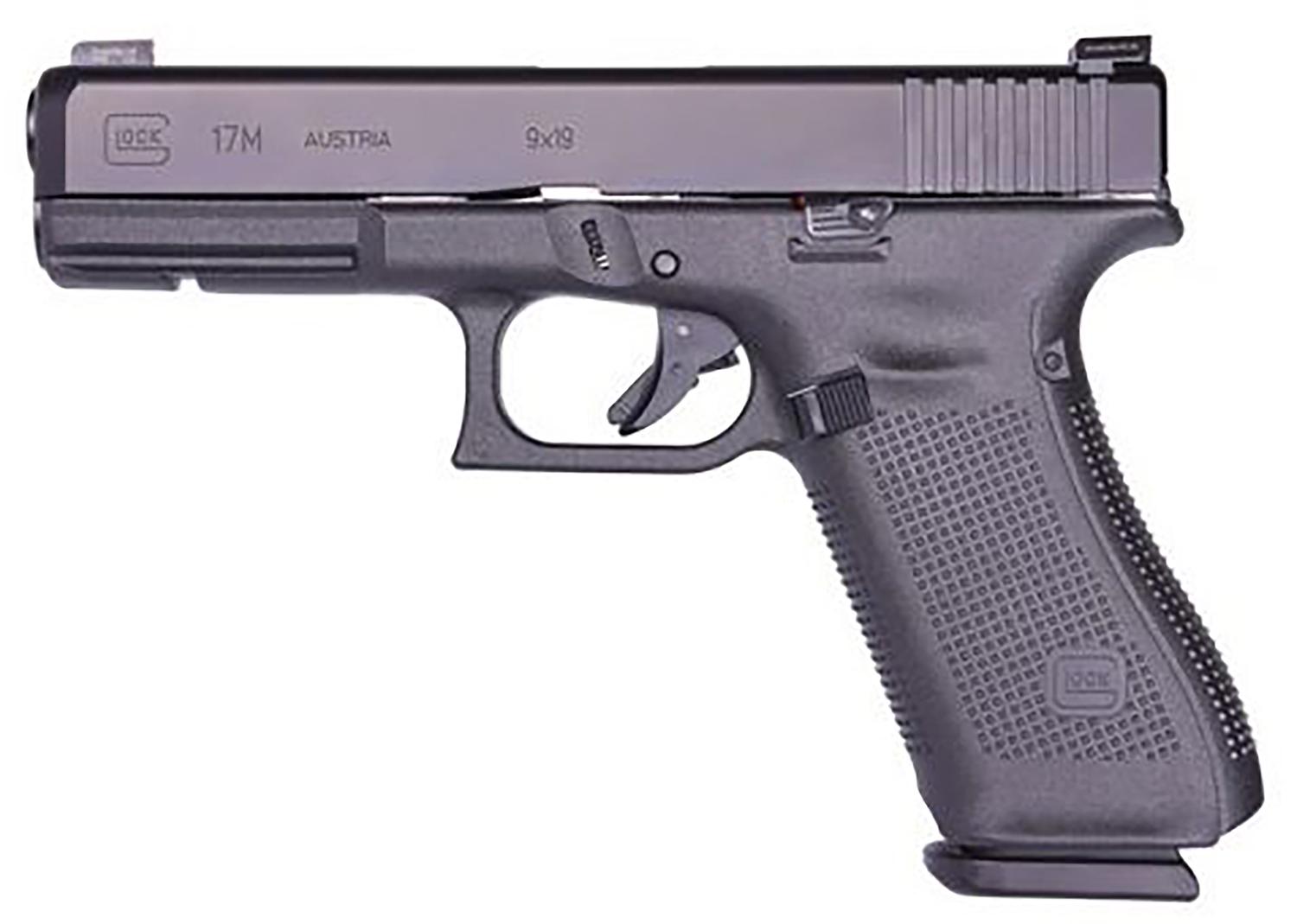 Glock G17 Gen5 Pistol PM1750333, 9mm Luger, 4.49", Picatinny Rail, Modular Backstrap, Black Finish, 17 Rds