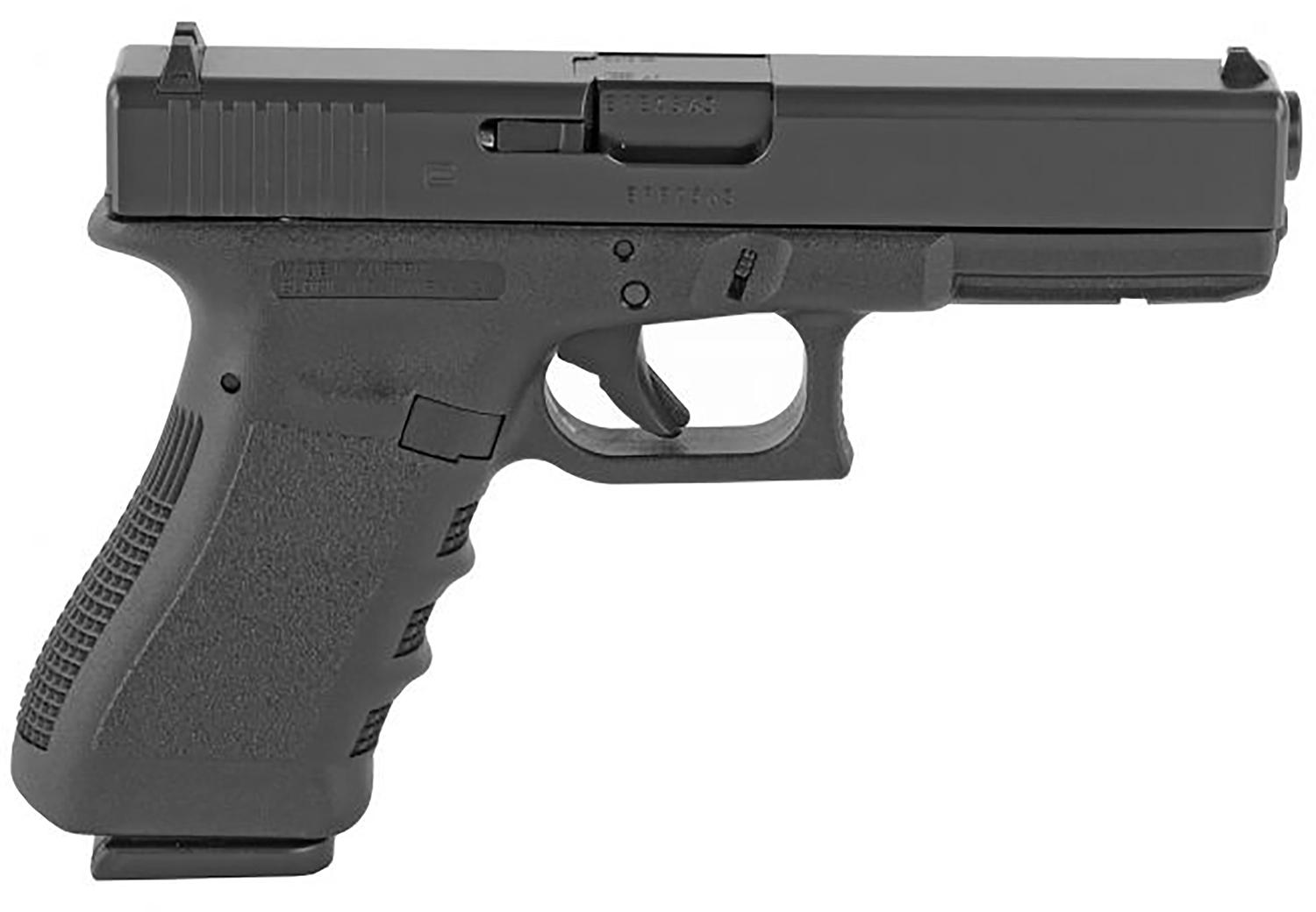 Glock G17 Gen3 Pistol G1717US, 9mm Luger, 4.49", Picatinny Rail, Finger Grooved Grips, Black Finish, 17 Rds