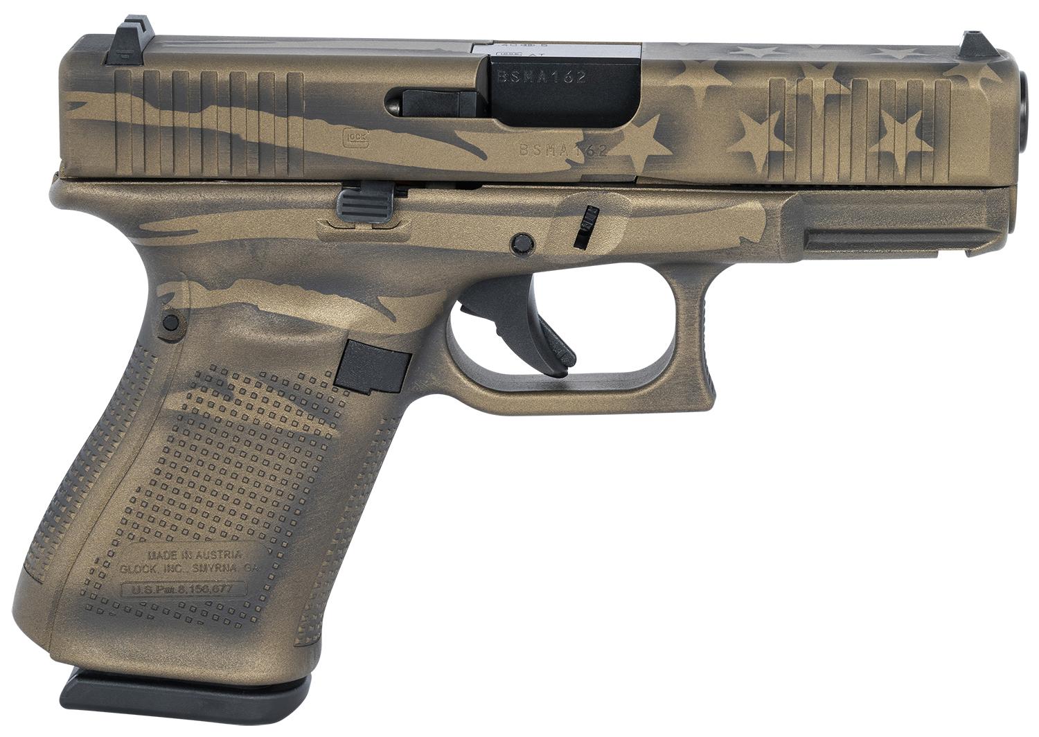 Glock G23 Gen5 Compact Pistol PA235S204BBBWFLAG, 40 S&W, 4.02", Tan Battle Worn Flag Cerakote, 13 Rds
