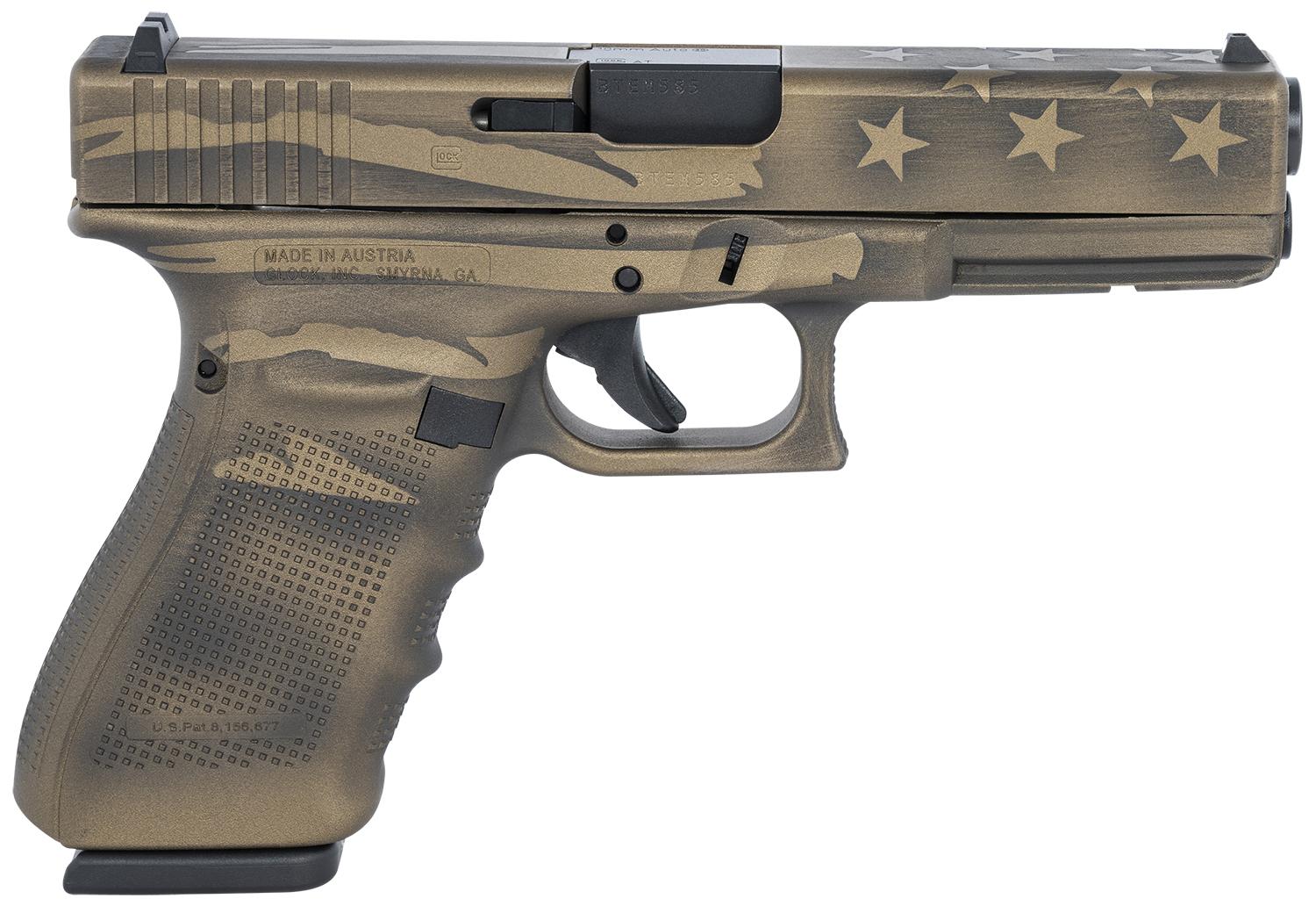 Glock G20 Gen4 Pistol PG2050204BBBWFLAG, 10mm Auto, 4.61", Coyote Battle Worn Flag Cerakote, 15 Rds