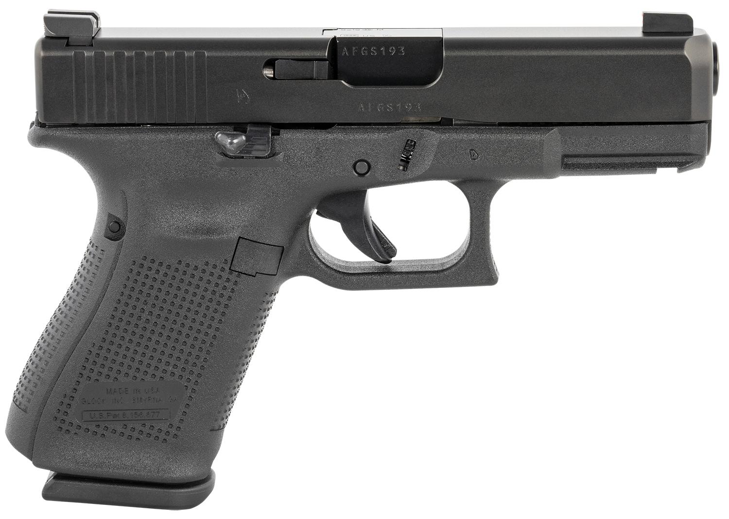 Glock G19 Gen3 Compact Pistol UM195F33A, 9mm Luger, 4.02", Polymer Grips, Matte Black Steel Slide, 15 Rds