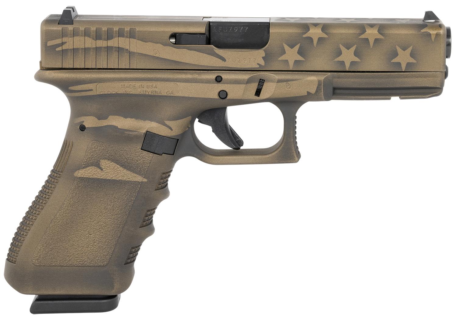 Glock G22 Gen3 Pistol UI2250204BBBWFLAG, 40 S&W, 4.49", Coyote Battle Worn Flag Cerakote Finish, 15 Rds