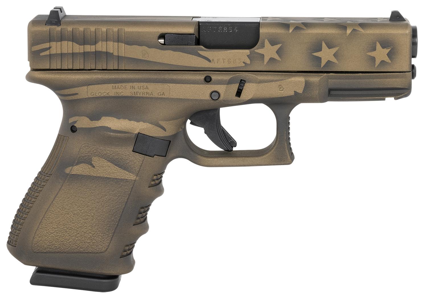 Glock G23 Gen3 Compact Pistol UI2350204BBBWFLAG, 40 S&W, 4.02", Coyote Battle Worn Flag Cerakote, 13 Rds