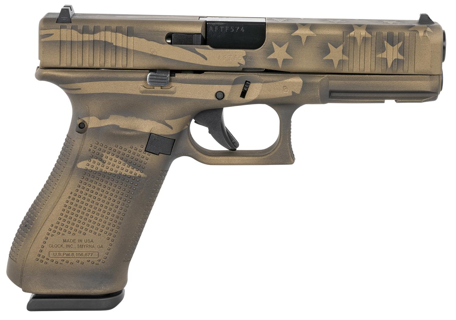 Glock G22 Gen3 Pistol UA225S204BBWFLAG, 40 S&W, 4.49", Coyote Battle Worn Flag Cerakote Finish, 15 Rds