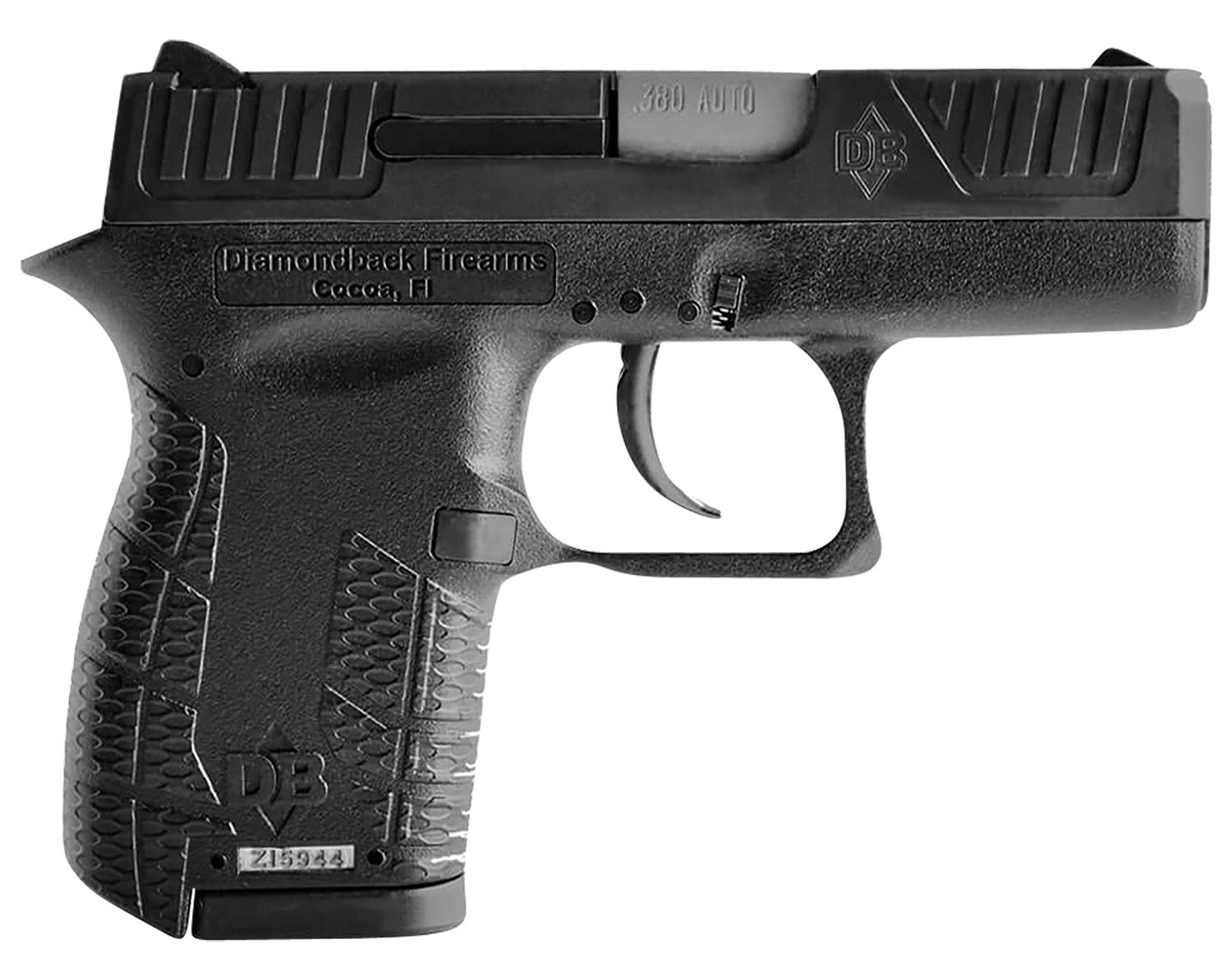 Diamondback DB G4 DAO Pistol DB0100E001, 380 ACP, 2", Polymer Grips, Black Finish, Stainless Slide, 6 Rds