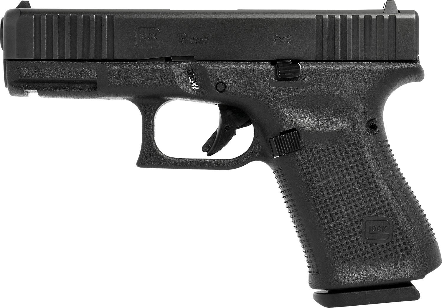 Glock G19 Gen5 Compact Pistol G19515US, 9mm Luger, 4.02", Modular Backstraps, Black Finish, 15 Rds