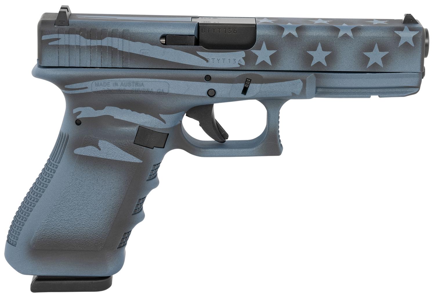 Glock G17 Gen3 Pistol PI1750204BTFLAG, 9mm Luger, 4.49", Blue Titanium Flag Cerakote Finish, 17 Rds