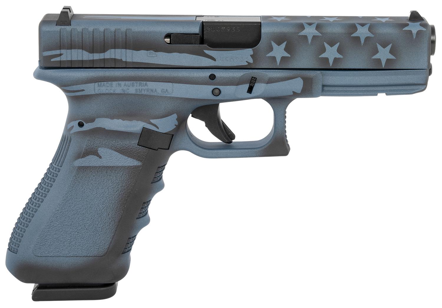 Glock G22 Gen3 Pistol PI2250204BTFLAG, 40 S&W, 4.49", Picatinny Rail, Blue Titanium Flag Cerakote Finish, 15 Rds