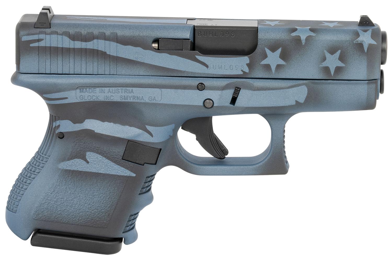 Glock G27 Gen3 Subcompact Pistol PI2750204BTFLAG, 40 S&W, 3.43", Blue Titanium Flag Cerakote Finish, 9 Rds