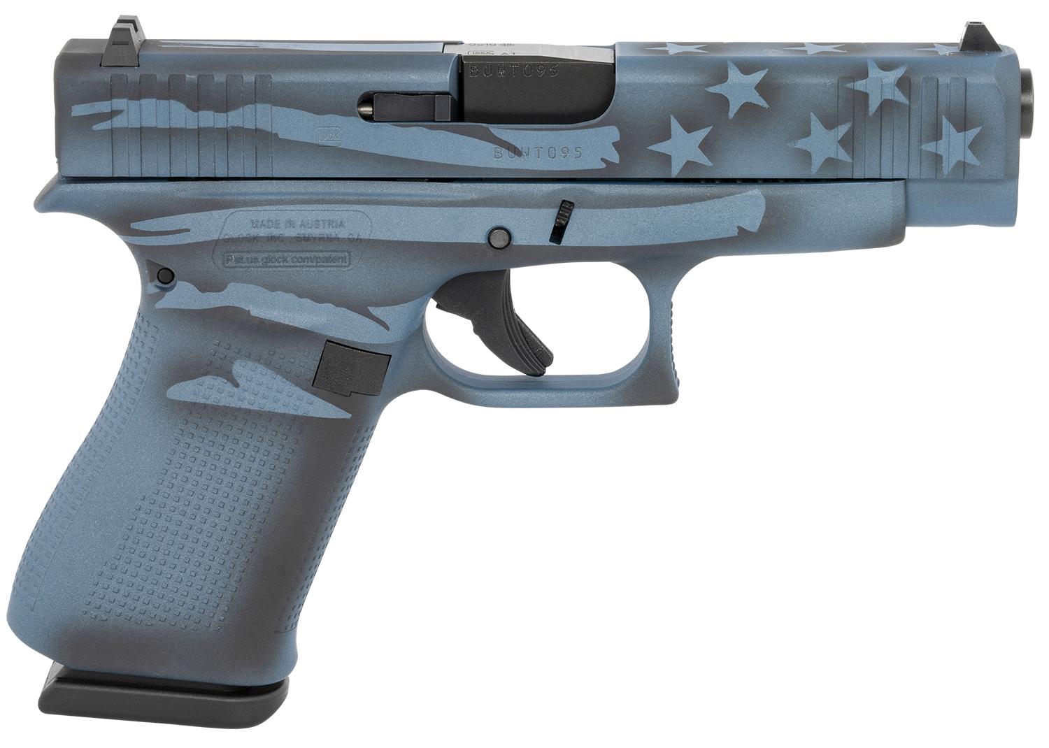 Glock G48 Compact Pistol PA4850204BTFLAG, 9mm Luger, 4.17", Blue Titanium Flag Cerakote Finish, 10 Rds