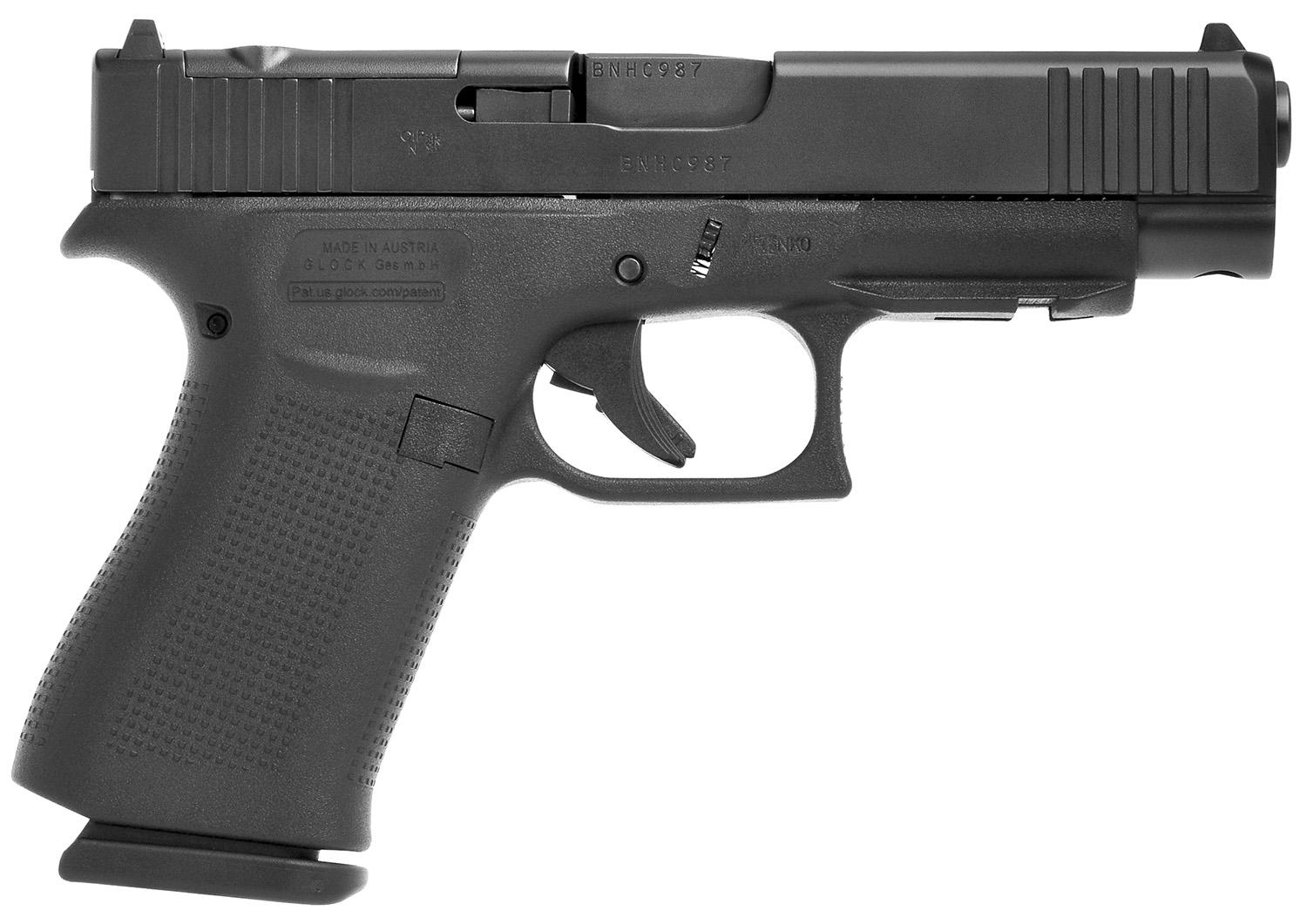Glock G48 Compact MOS Pistol G48MOSUS, 9mm Luger, 4.17", Textured Beavertail Grips, Black Finish, 10 Rds