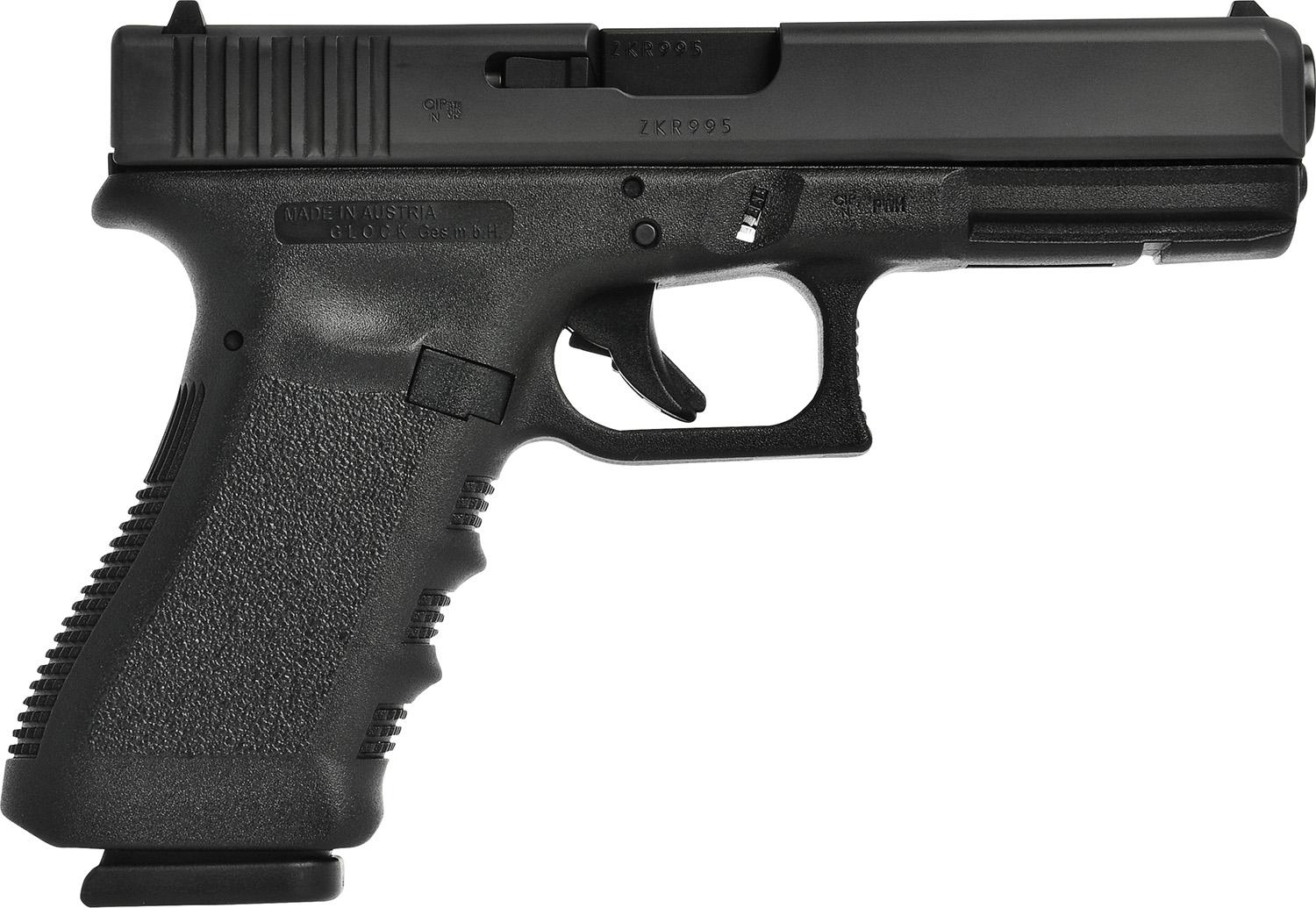 Glock G37 Gen3 Pistol G37AUT, 45 GAP, 4.49", Finger Grooved Textured Polymer Grips, Black Finish, 10 Rds