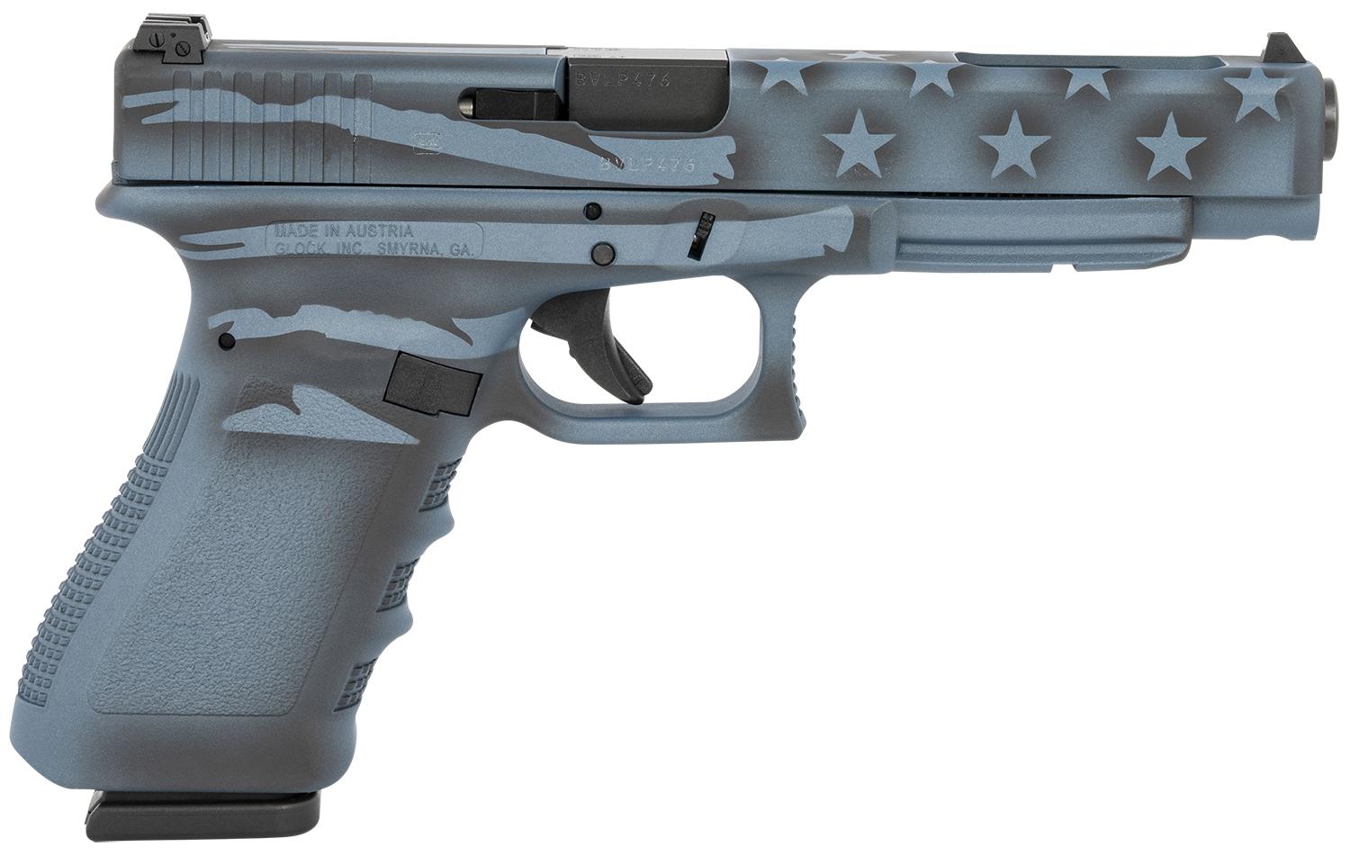 Glock G34 Gen3 Competition Pistol PI3430104BTFLAG, 9mm Luger, 5.31", Blue Titanium Flag Cerakote, 17 Rds