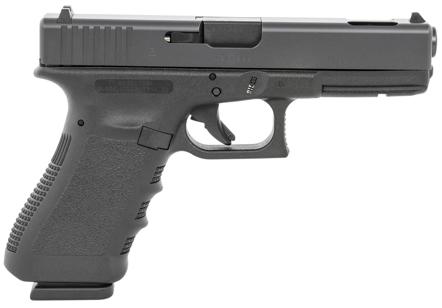 Glock G22 Gen3 Pistol UI2259203, 40 S&W, 4.49", Finger Grooved Textured Polymer Grips, Black Finish, 15 Rds
