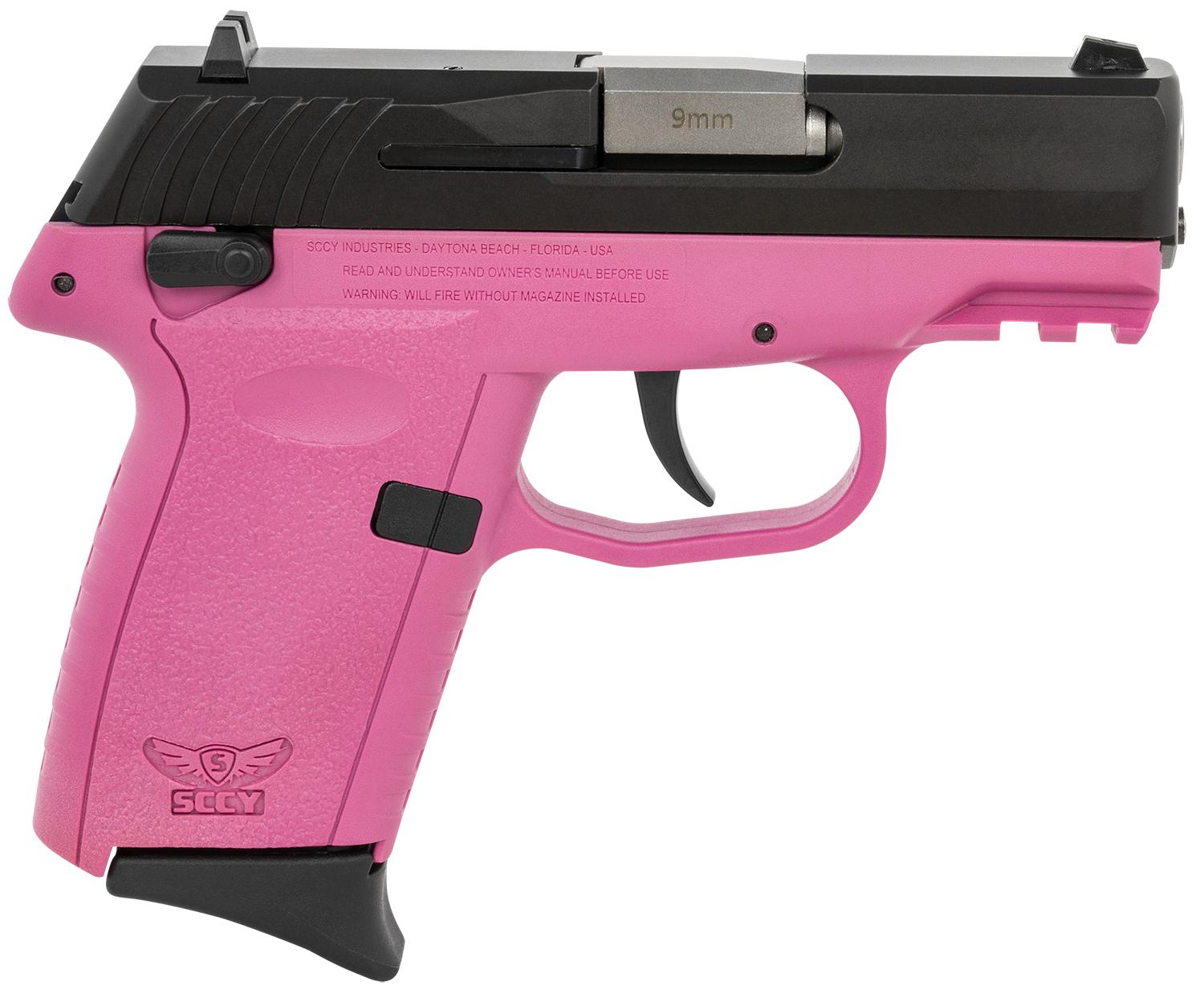 SCCY Industries CPX-1 Gen3 Pistol CPX1CBPKG3, 9mm Luger, 3.10", Pink Grips, Black Nitride Finish, 10 Rds