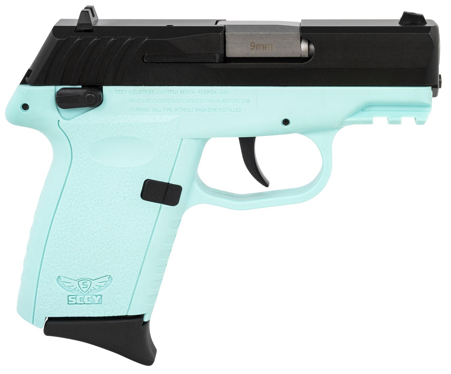 SCCY Industries CPX-1 Gen3 Pistol CPX1CBSBG3, 9mm Luger, 3.10", Blue Grips, Black Nitride Finish, 10 Rds
